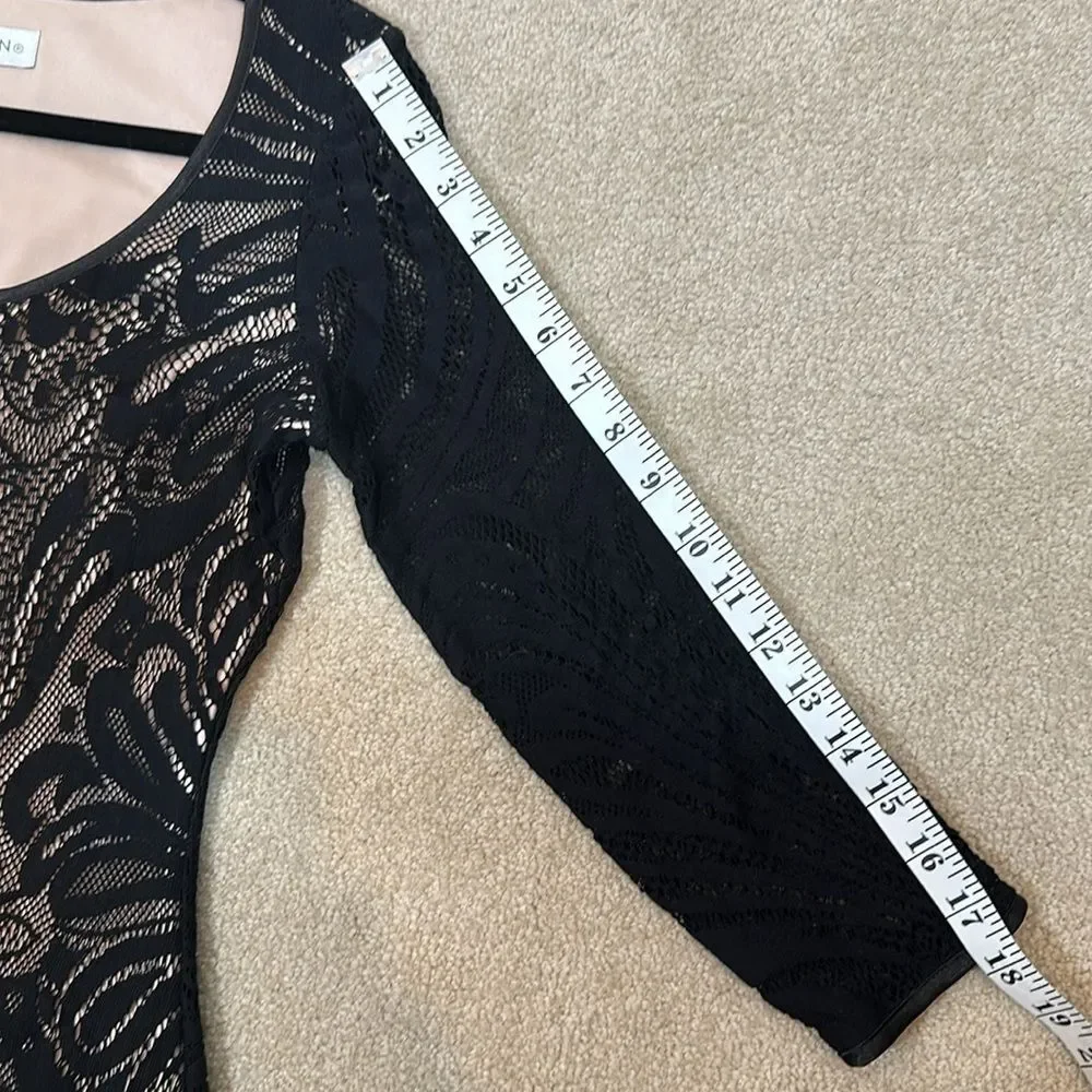 Maggy London Black Lace Midi Longsleeve Fairy Whimsygoth Dress Women Size 10